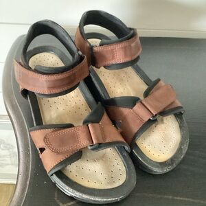 Brown Leather Adjustable Strap Sandals ECCO